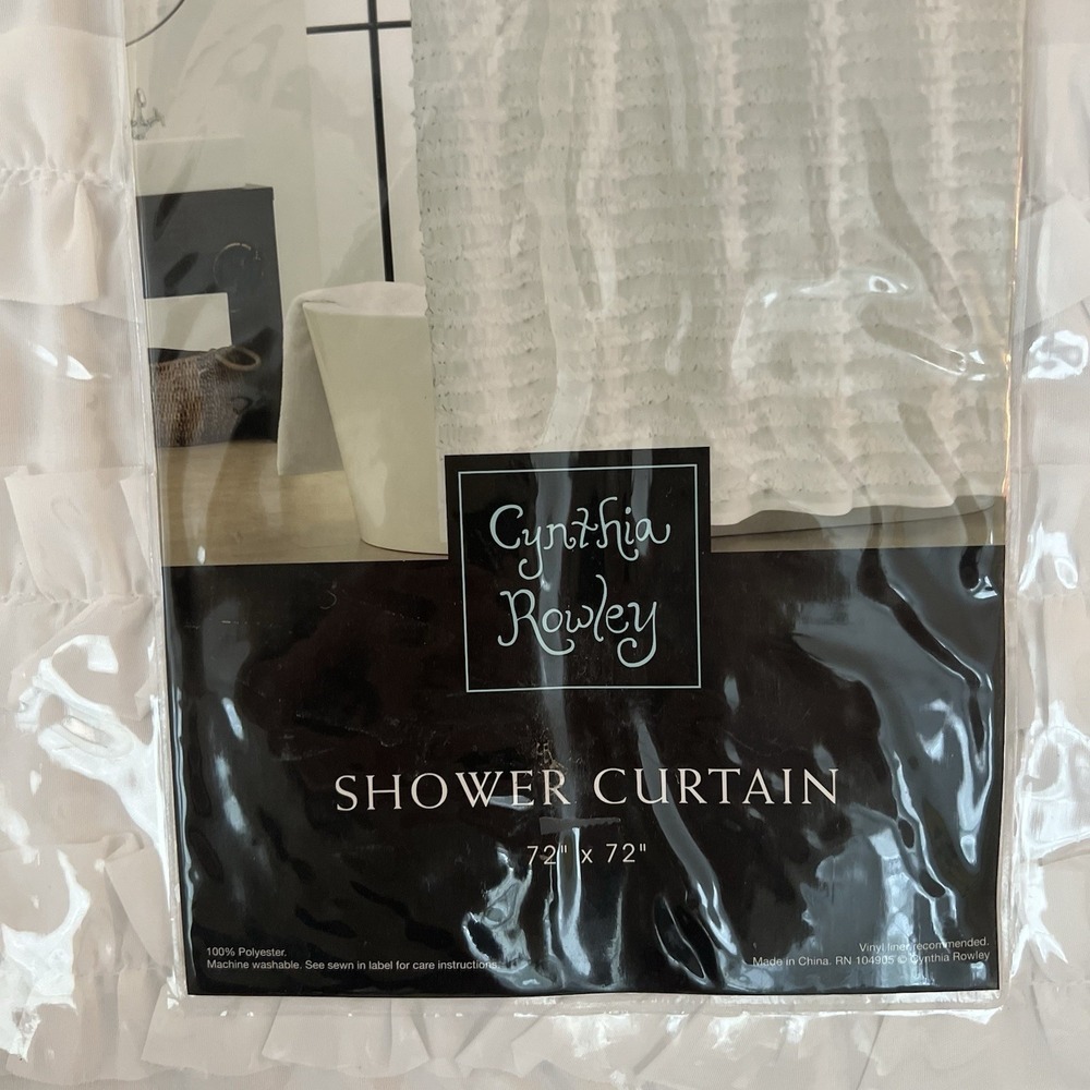 New Cynthia Rowley Shower Curtain 72x72 Shabby Chic White Ruffle Polyester NIP - Picture 4 of 6
